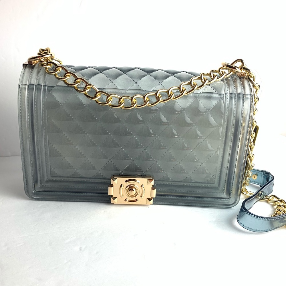 NEW Quilted Smokey Black Clear Crossbody Bag